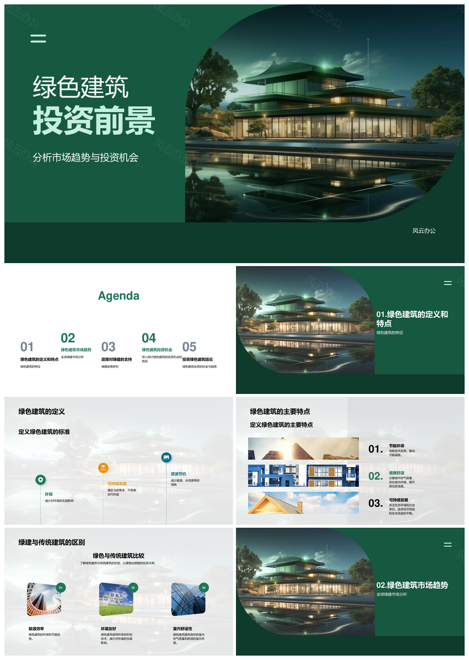 绿色建筑投资趋势政策支持市场机遇回报PPT模板