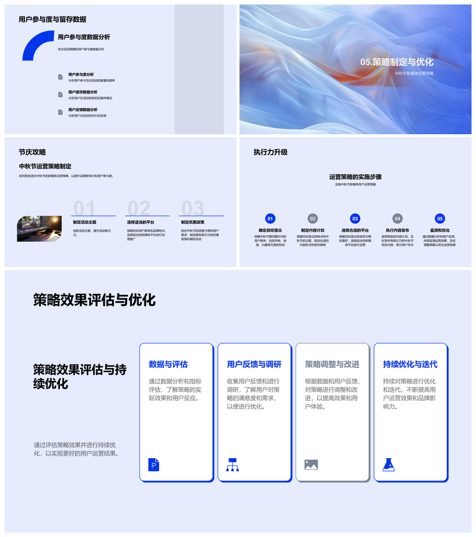 中秋用户运营新媒体营销提升品牌参与活跃PPT模板