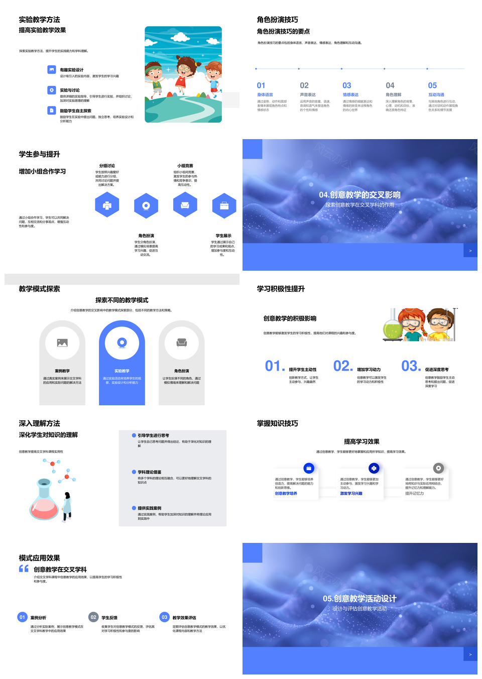 交叉学科创新教学互动案例实验角色参与PPT模板