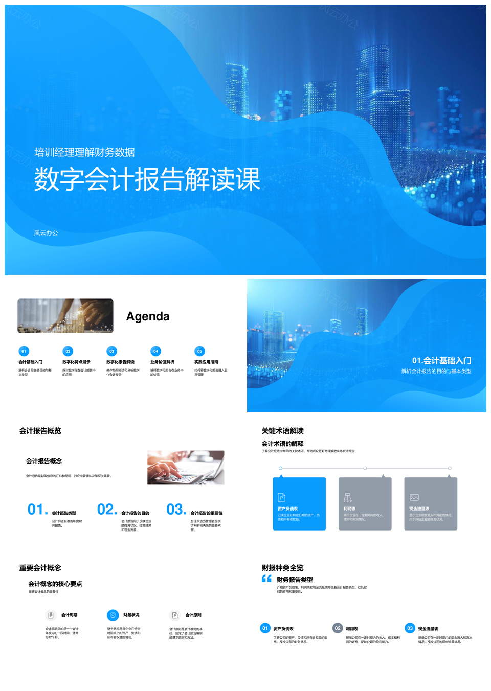 数字化会计报告财务数据可视化风险评估PPT模板