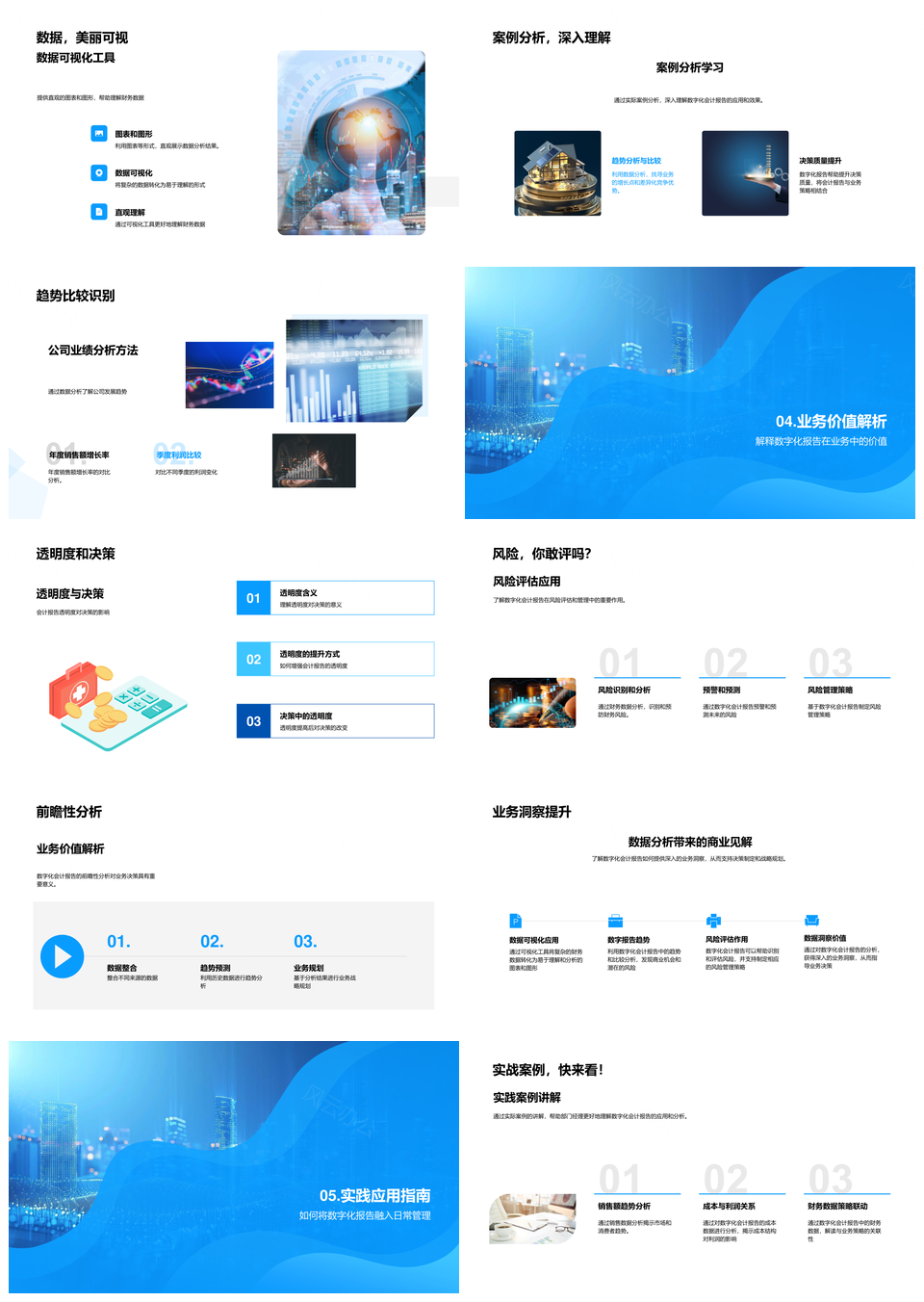 数字化会计报告财务数据可视化风险评估PPT模板