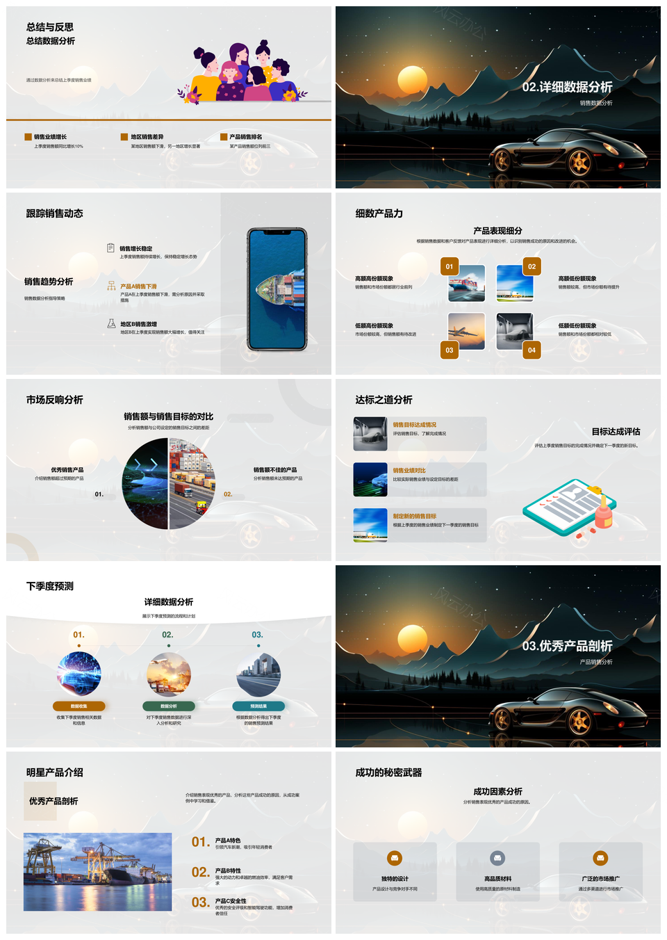 汽车季度销售业绩趋势与产品表现PPT模板