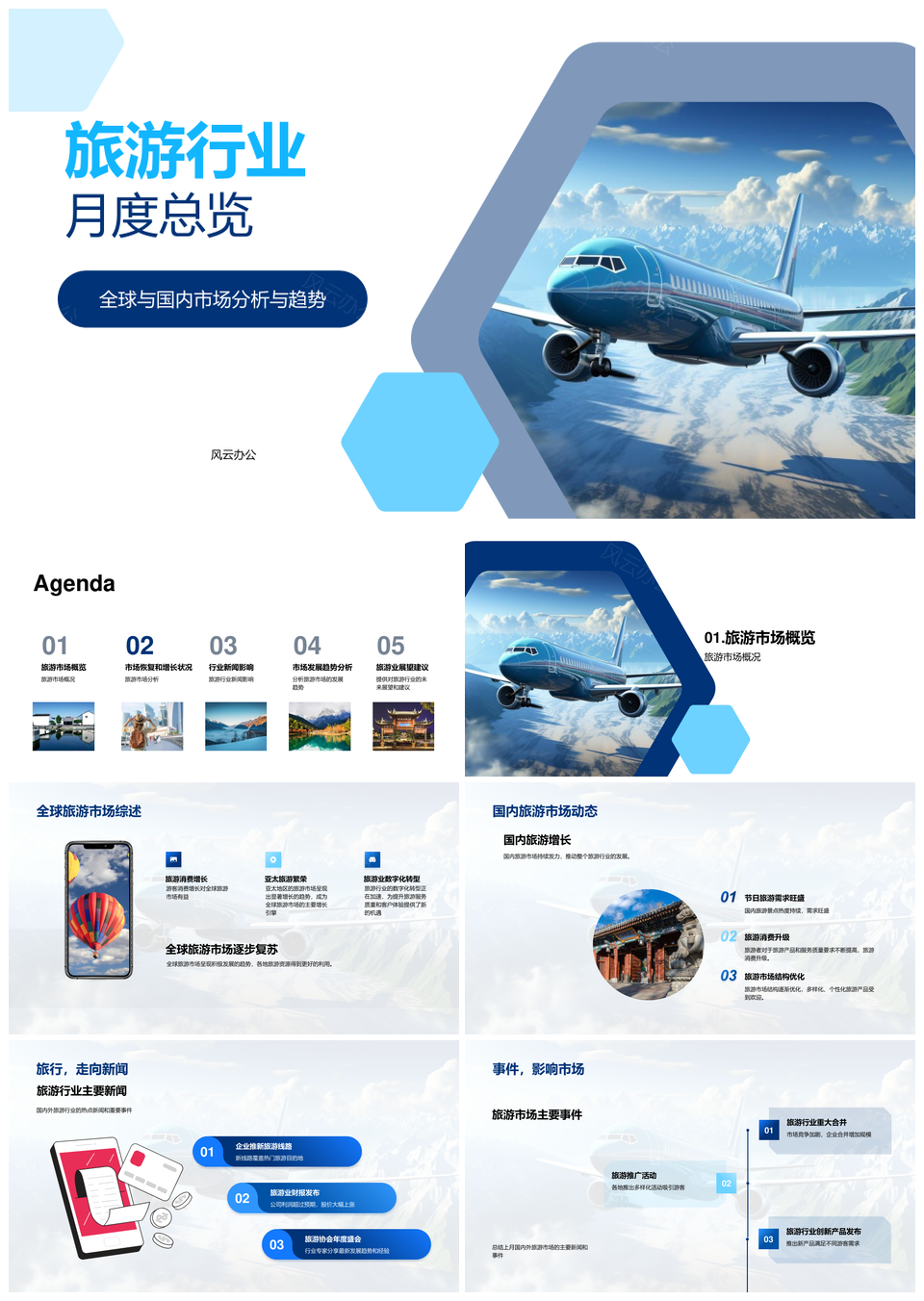 全球与国内旅游市场趋势复苏分析PPT模板