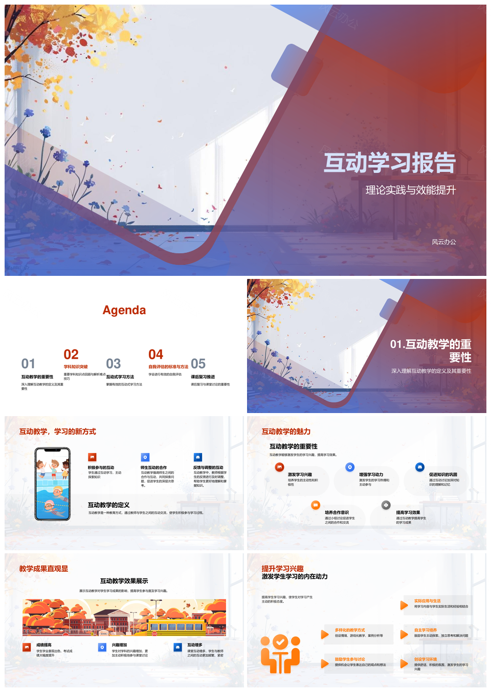 2025互动教学重难点小组讨论课堂问答学习兴趣报告PPT模板