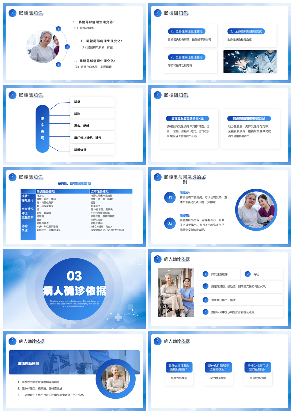 蓝色简约医疗肠梗阻疑难病例讨论PPT模板