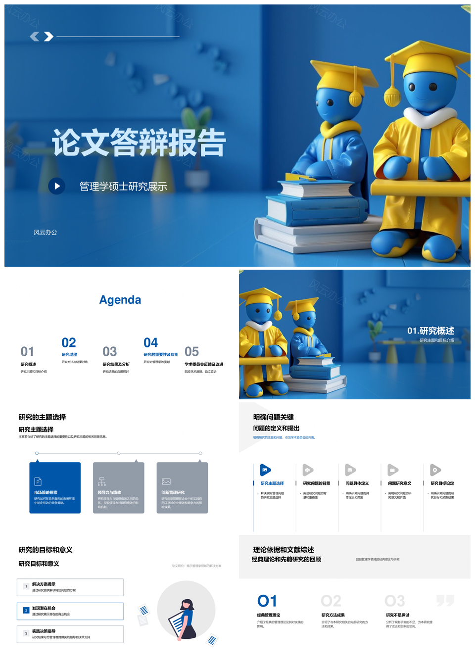 论文答辩报告研究目标方法过程管理学贡献PPT模板