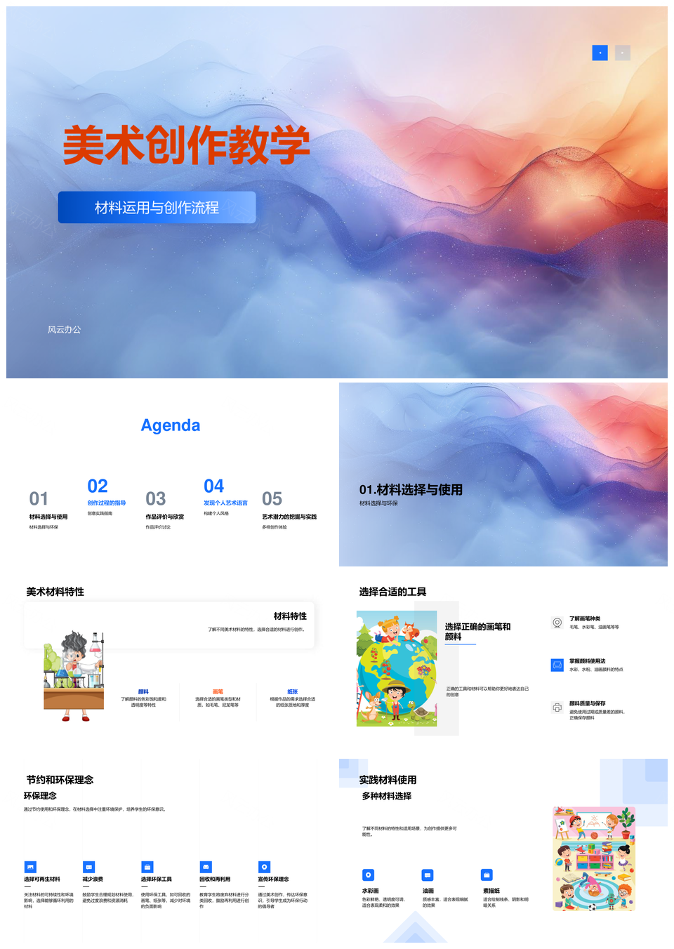美术教学环保材料创意流程实践评价PPT模板