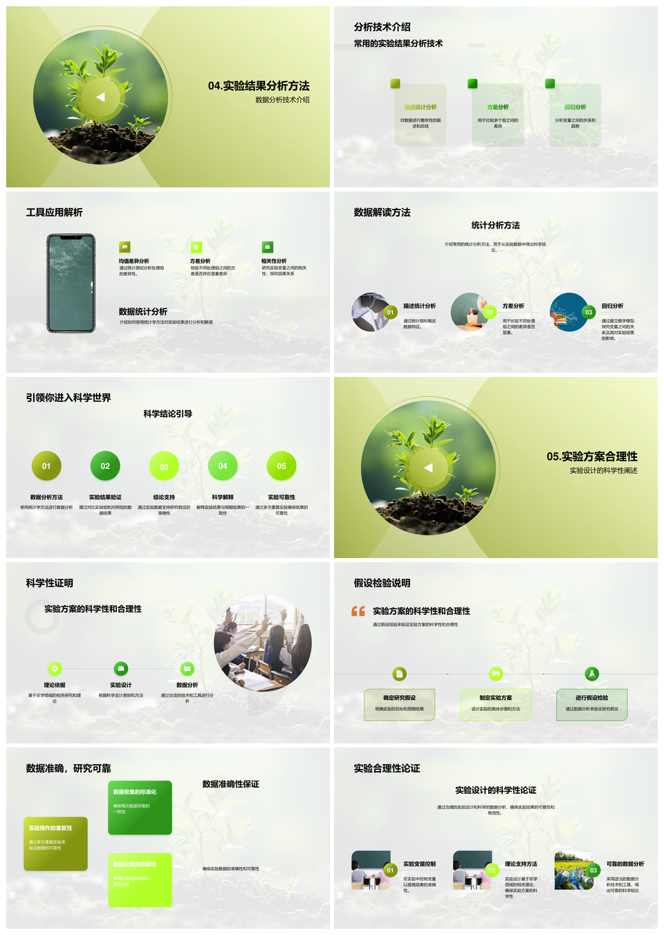 精确农学实验变量控制与显微数据分析PPT模板