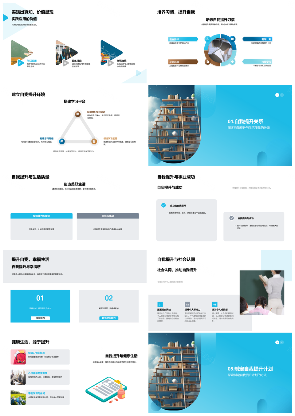提升自我价值勤学强能实践反思PPT模板