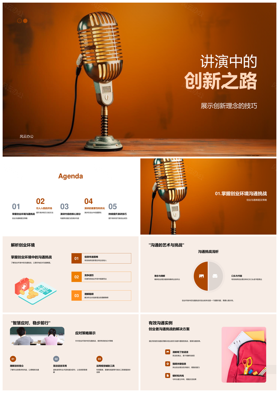 创新之路创业培训师演讲技巧沟通挑战PPT模板