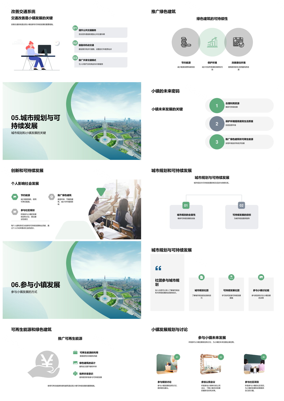 创新驱动绿色小镇规划资源可持续发展PPT模板