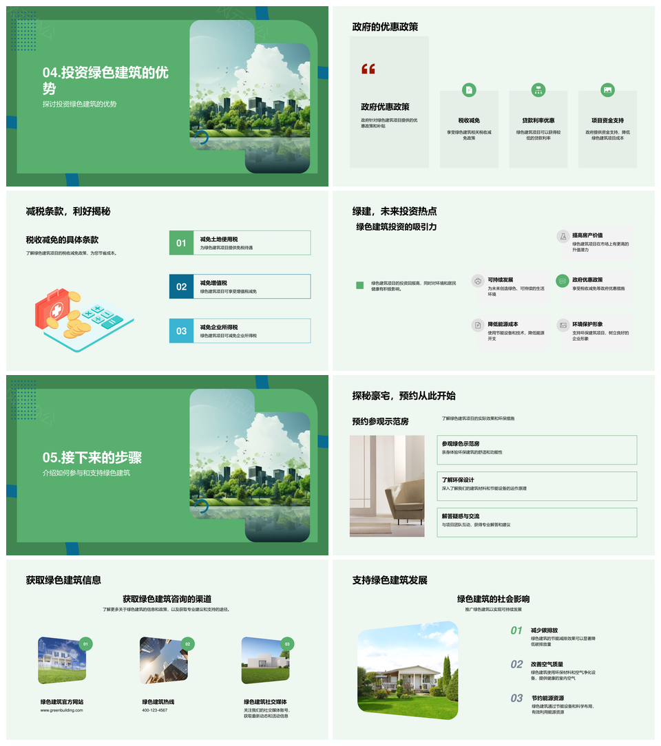 绿色建筑投资优惠环保节能设备新生活PPT模板