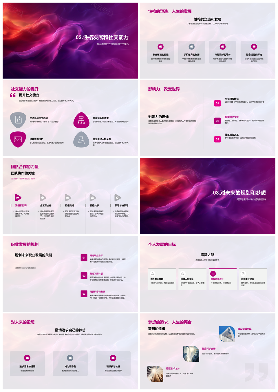 寿星人生教育性格社交职业目标家族成长轨迹PPT模板
