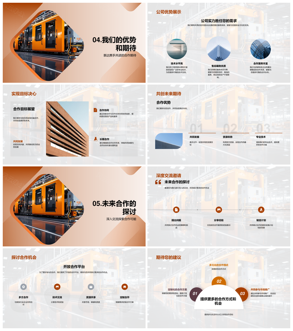 工业机械合作共赢策略优势服务流程案例评价PPT模板