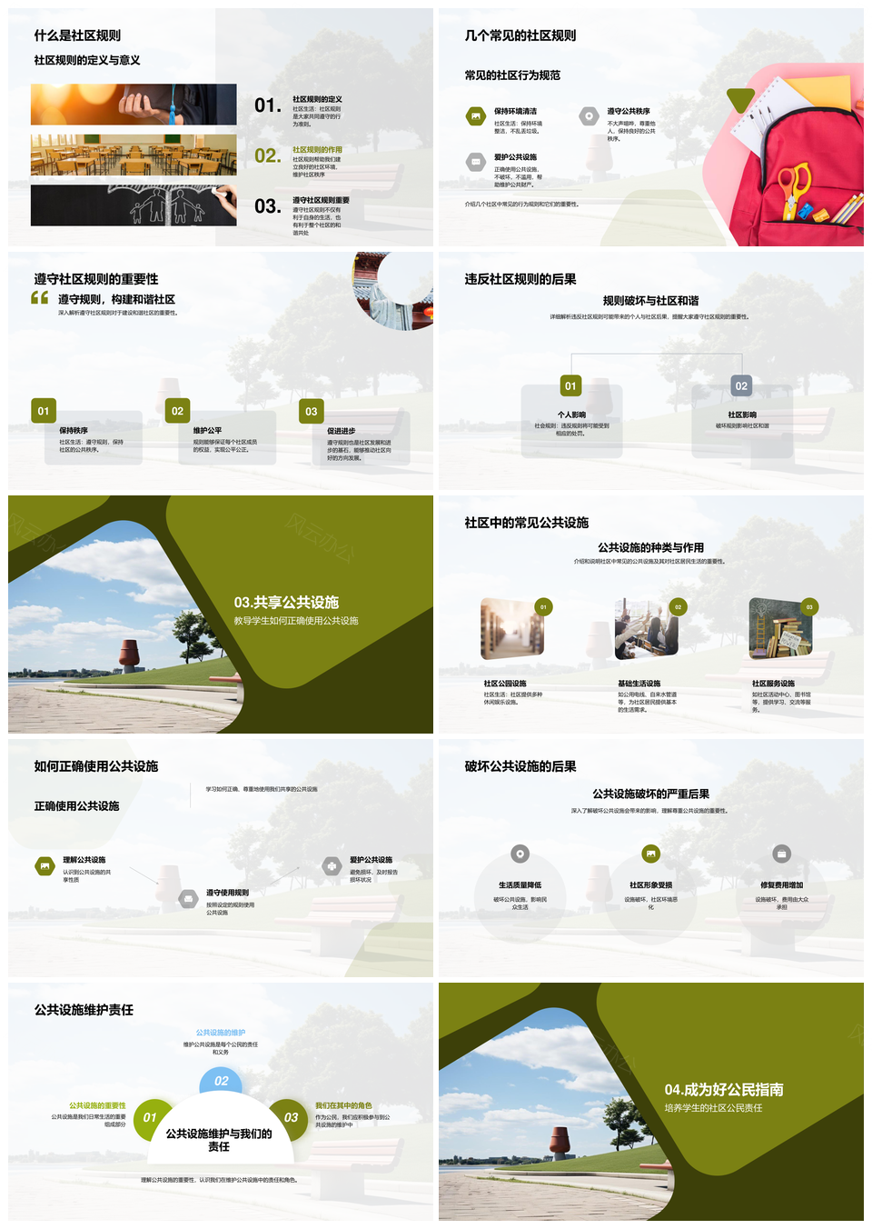 社区建设公民规范公共设施使用攻略PPT模板
