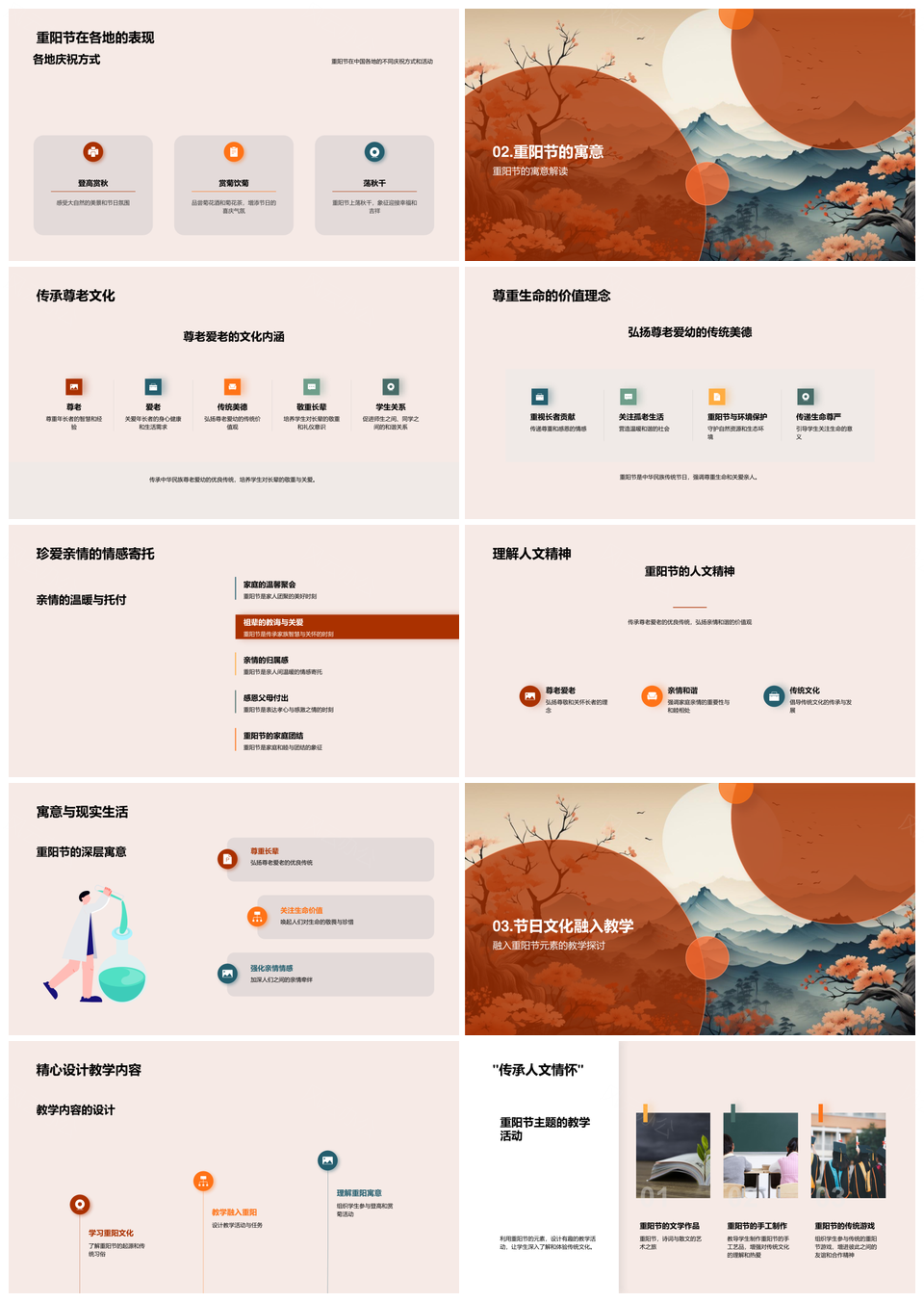 重阳节教育中的文化传承与尊老教学PPT模板