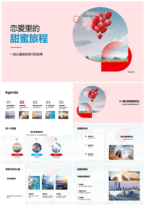 邂逅相守甜蜜旅程爱情相册旅行心形节日PPT模板