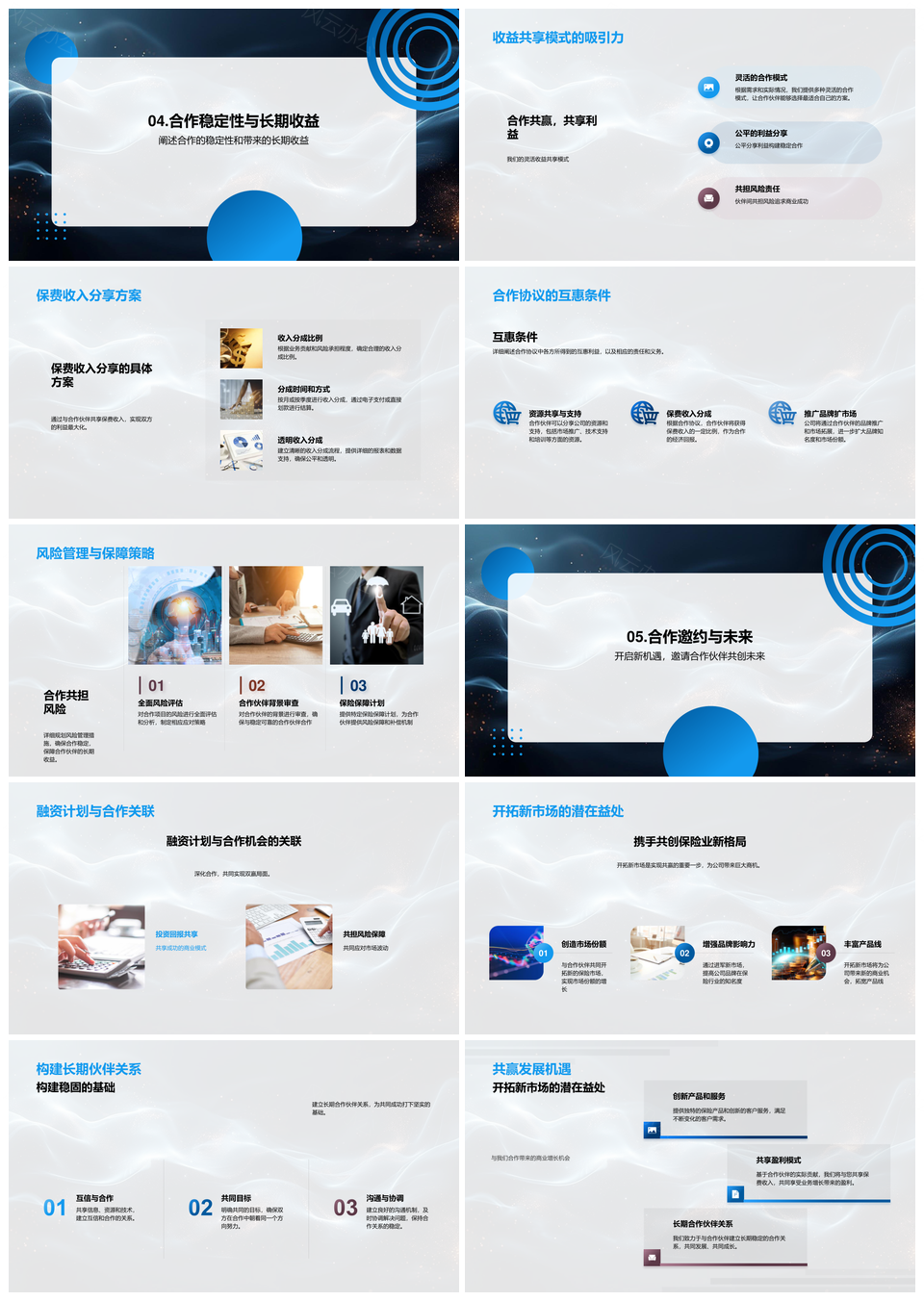 保险融资规划全球市场科技客户合作共赢成果PPT模板