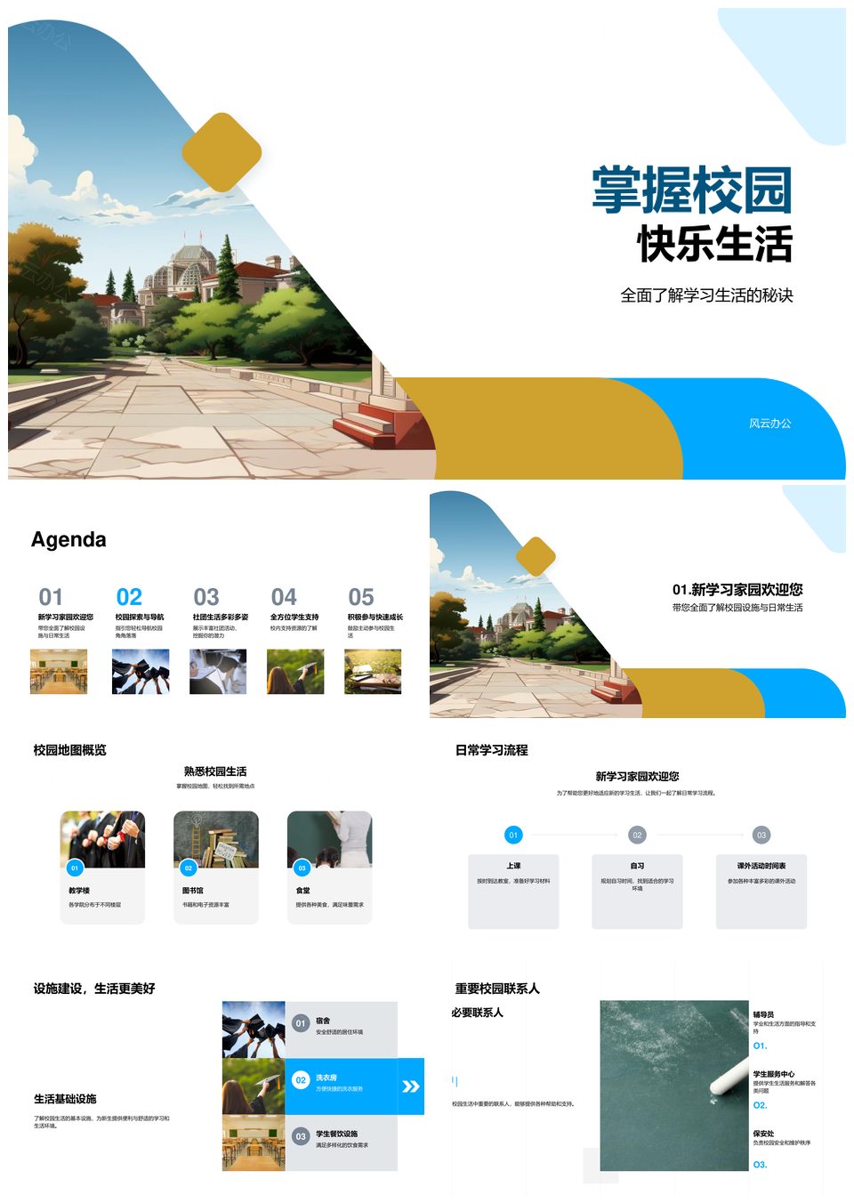 校园生活全攻略学业社团宿舍心理辅导PPT模板