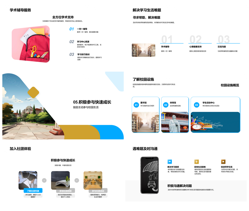 校园生活全攻略学业社团宿舍心理辅导PPT模板