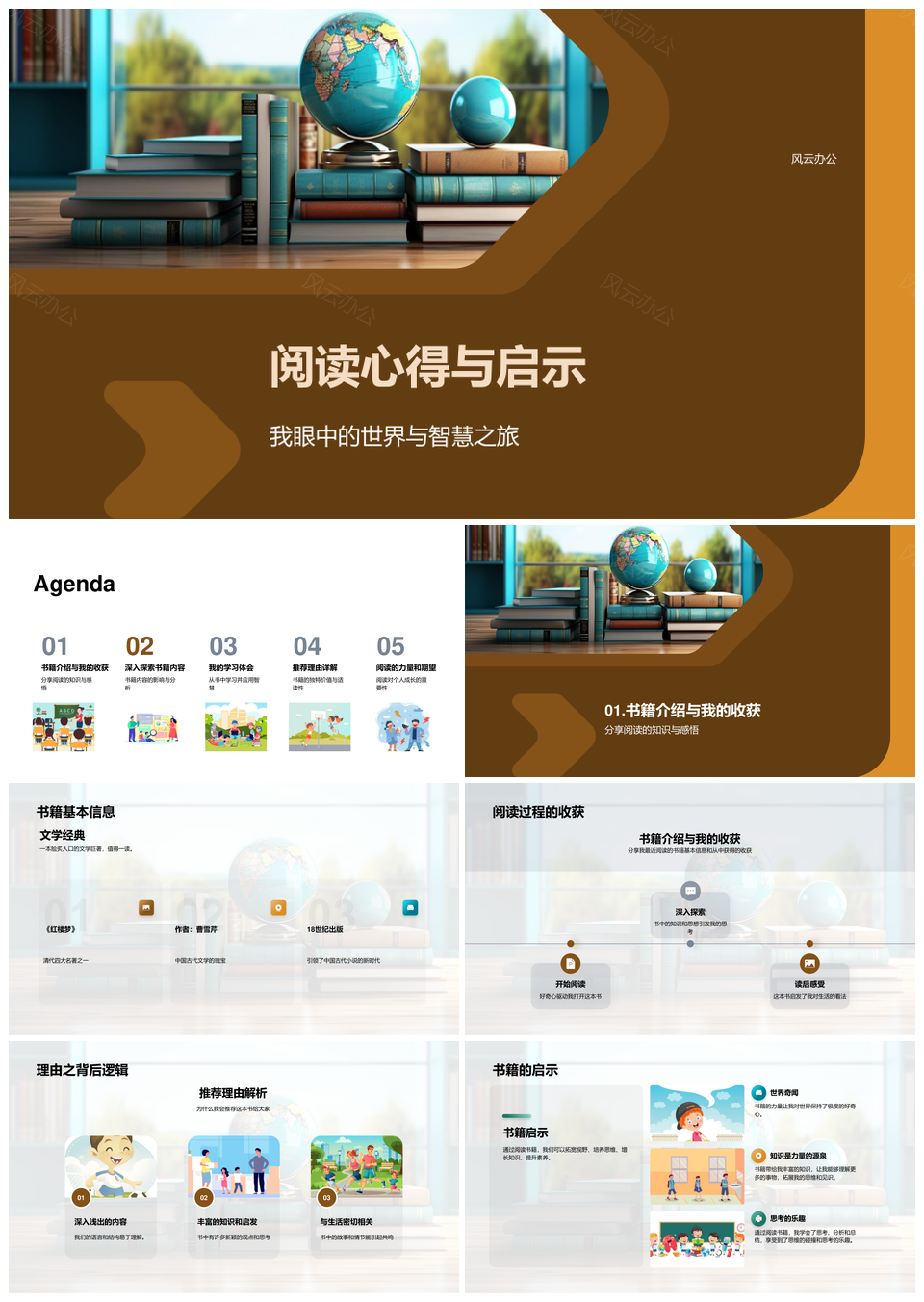 世界智慧之旅阅读心得书籍主题知识推荐PPT模板