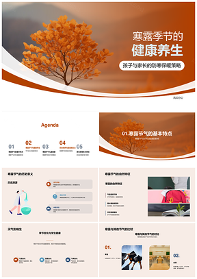 寒露秋叶养生健康指南PPT模板