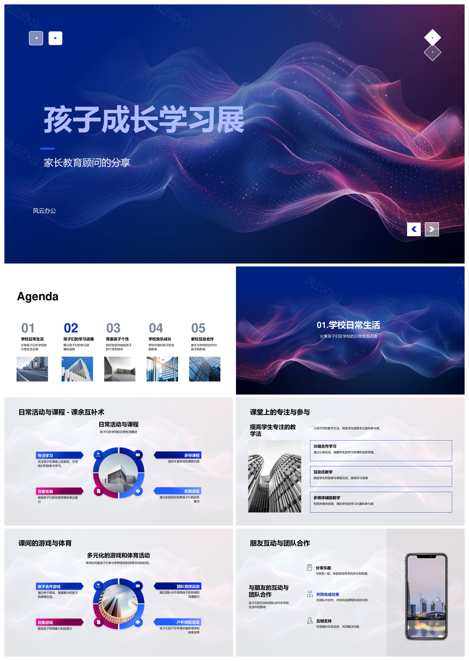 孩子成长家校共育个性特长学习评估相册展PPT模板