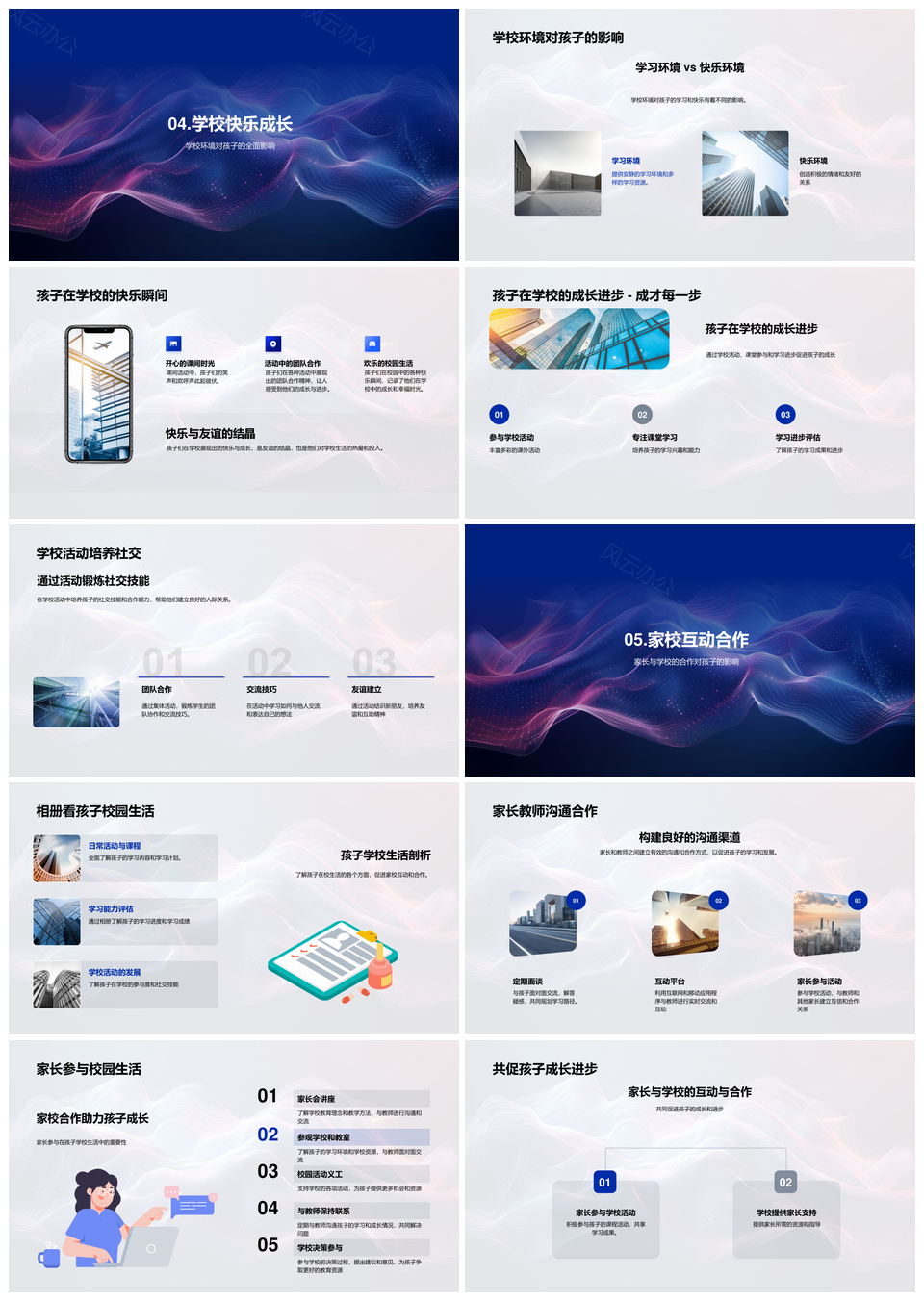 孩子成长家校共育个性特长学习评估相册展PPT模板