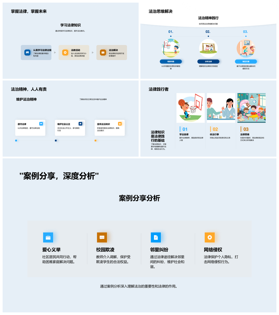 2025初中法治教育法律体系校园权益公正PPT模板