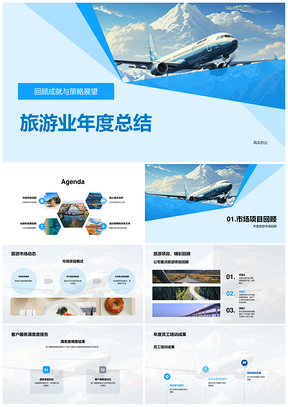 旅游业年度总结市场项目动态培训成果业绩增长山脉PPT模板