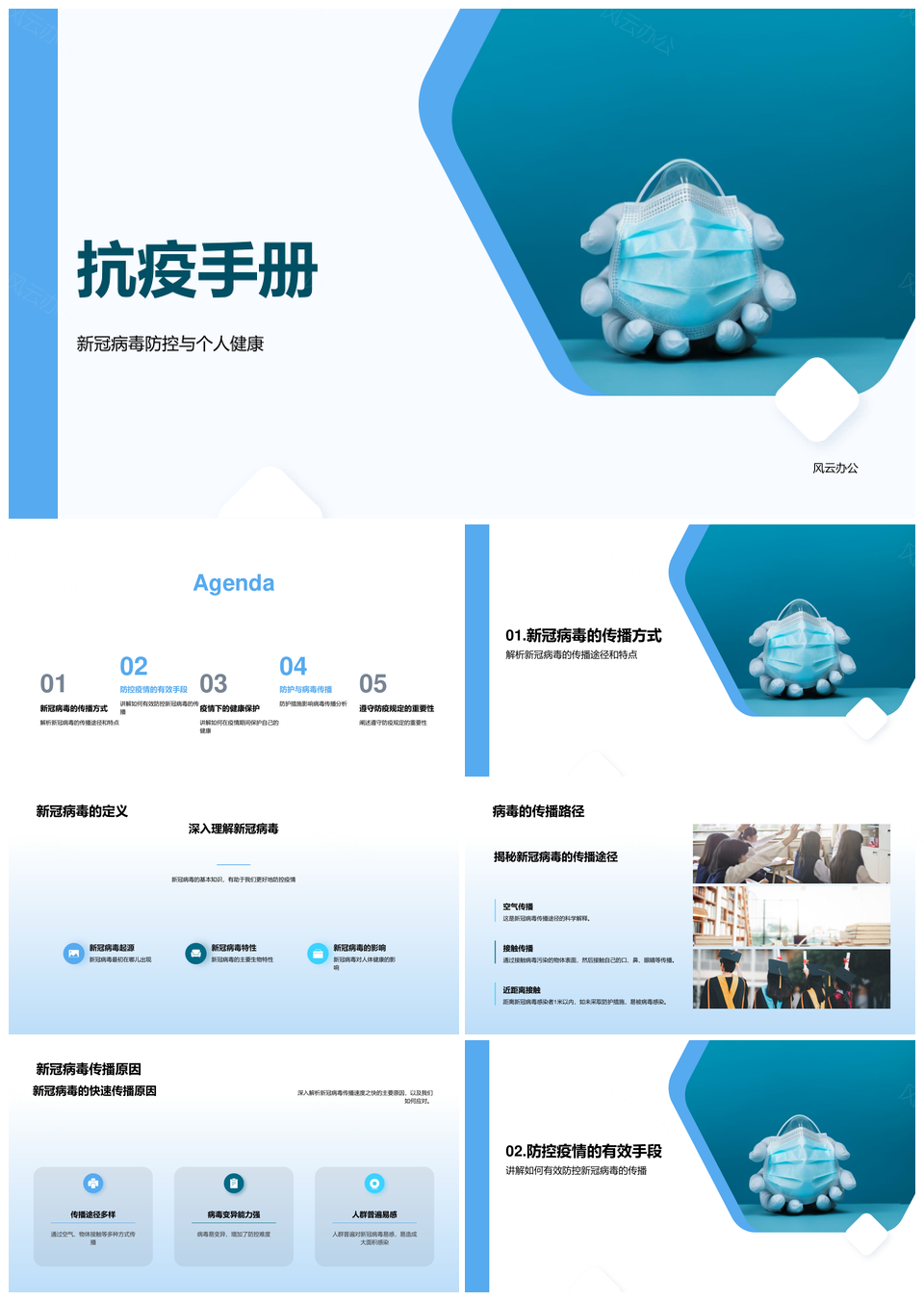 新冠病毒防控与个人健康抗疫手册PPT模板