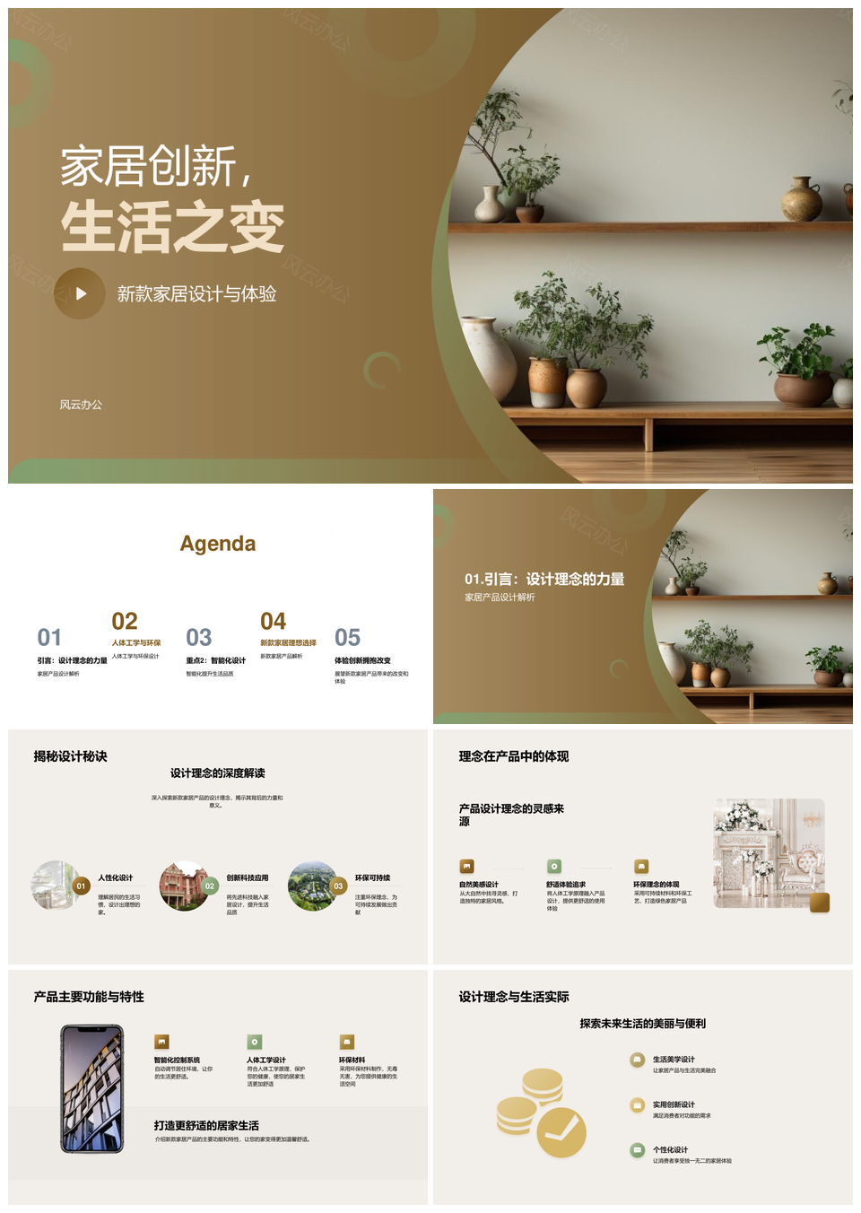 现代家居创新环保智能人体工学设计PPT模板