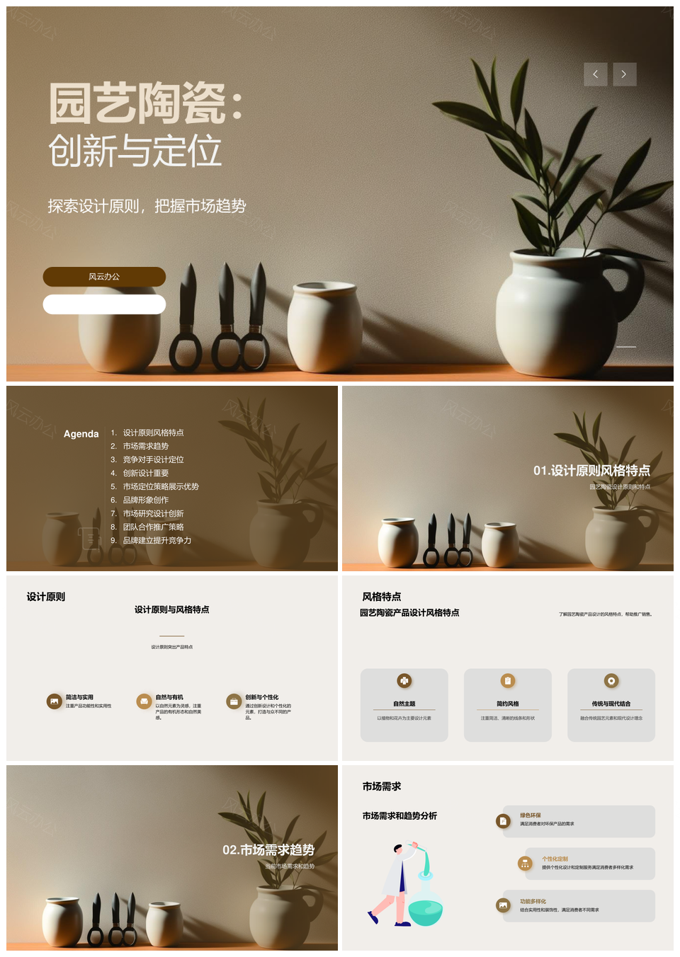 园艺陶瓷设计创新与市场定位趋势PPT模板