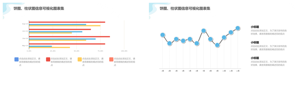 商务数据饼图柱状图可视化模板集PPT模板