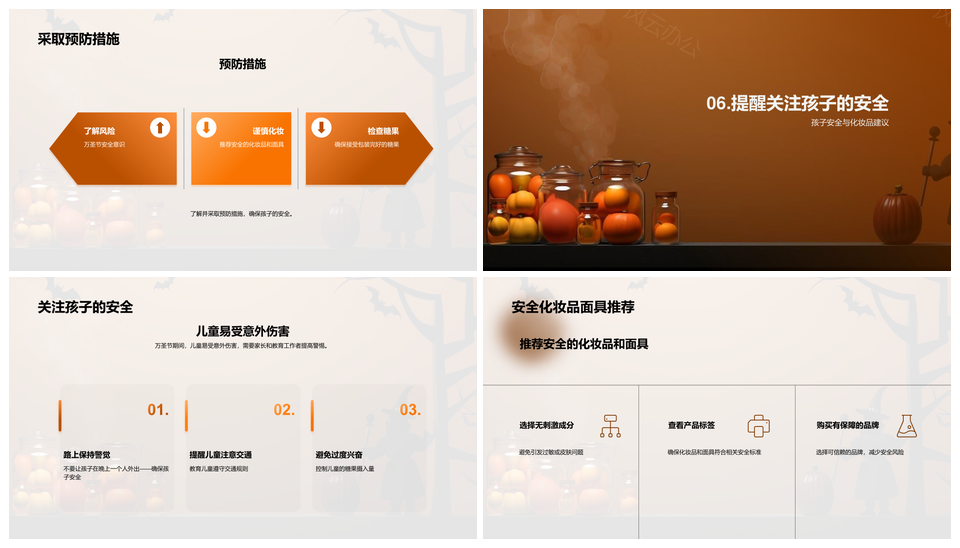 安全专家指导万圣节儿童防护意外过敏PPT模板