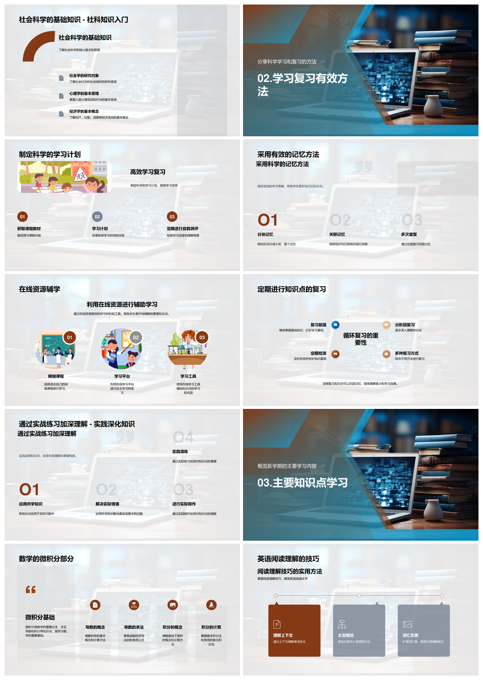 高一语数英科社核心重点学习计划提效自信PPT模板