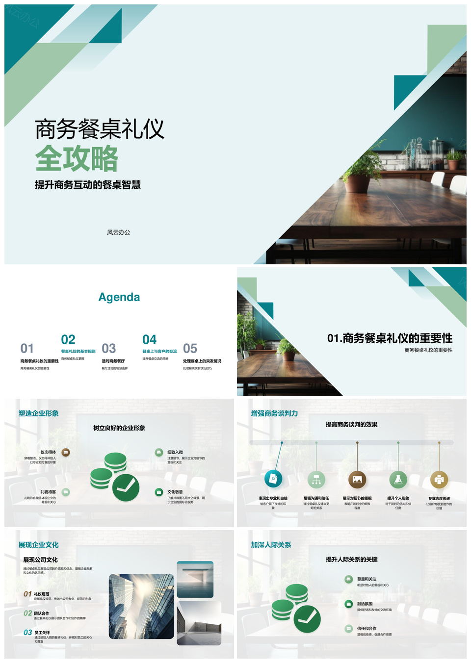 商务餐桌礼仪谈判企业形象塑造指南PPT模板