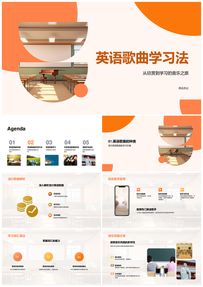 英语歌曲音乐之旅学习法PPT模板