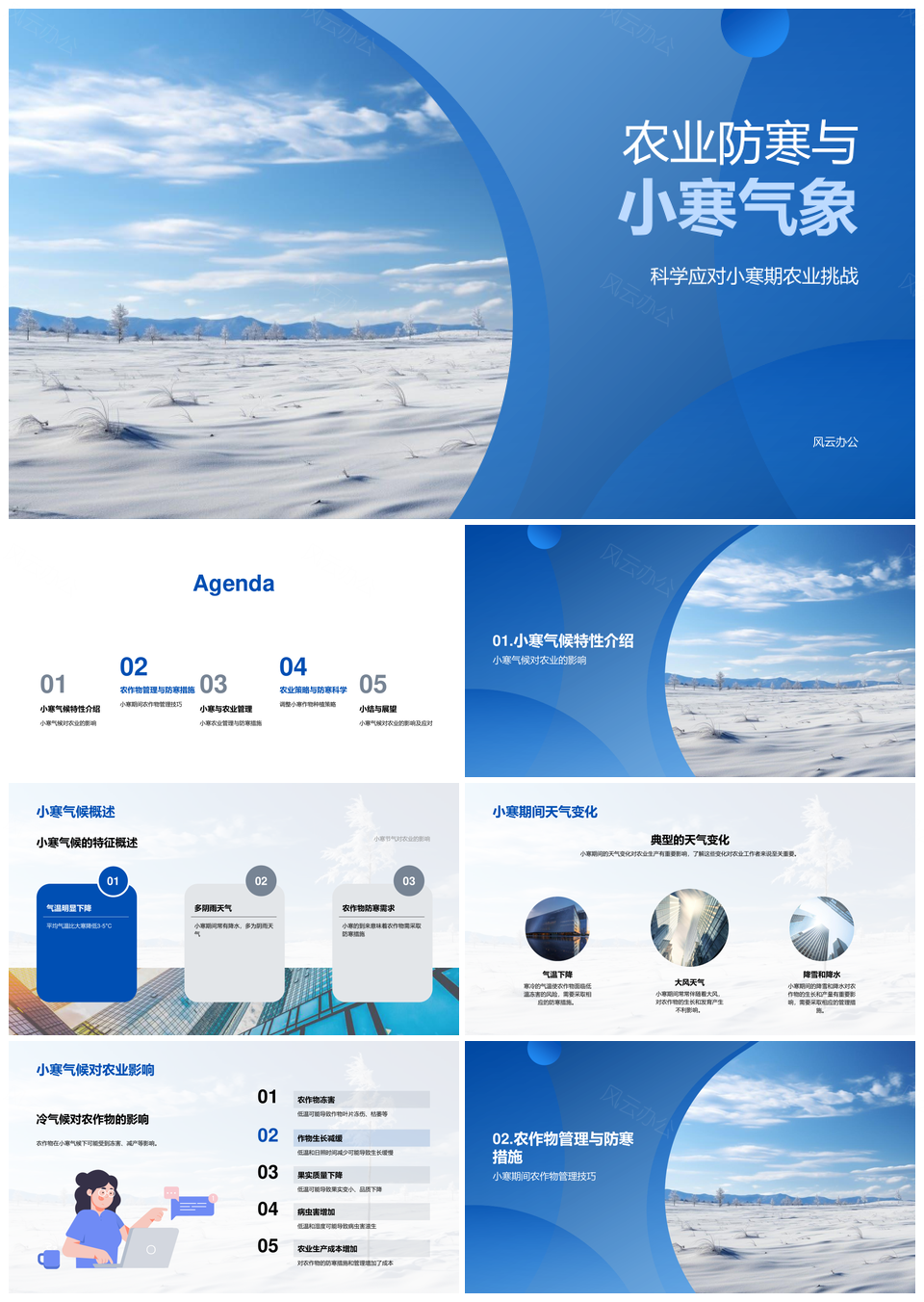小寒农业防寒气象与雪覆农田管理PPT模板