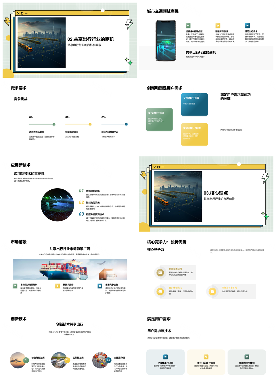共享出行商机挑战与市场分析投资建议PPT模板