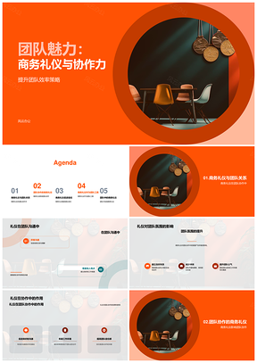 商务礼仪协作力凝聚高效团队魅力PPT模板