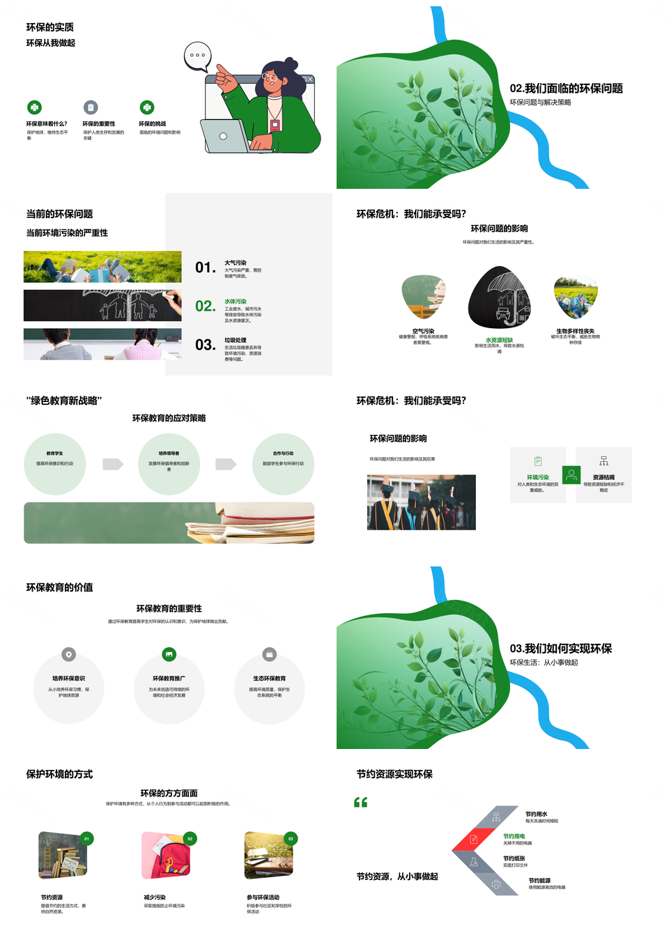 绿色环保教育引领节约践行绿意责任PPT模板