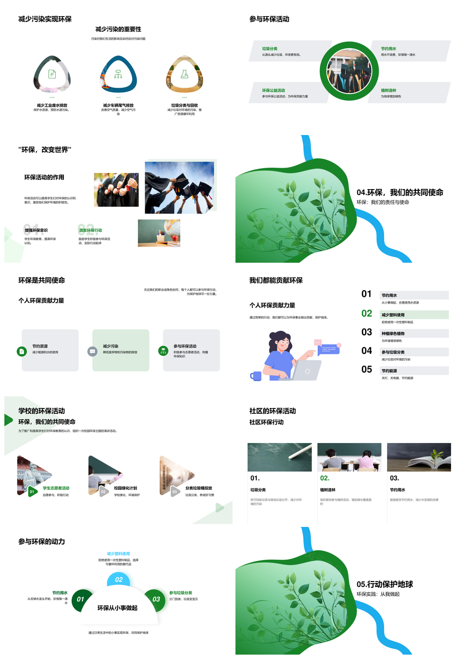 绿色环保教育引领节约践行绿意责任PPT模板