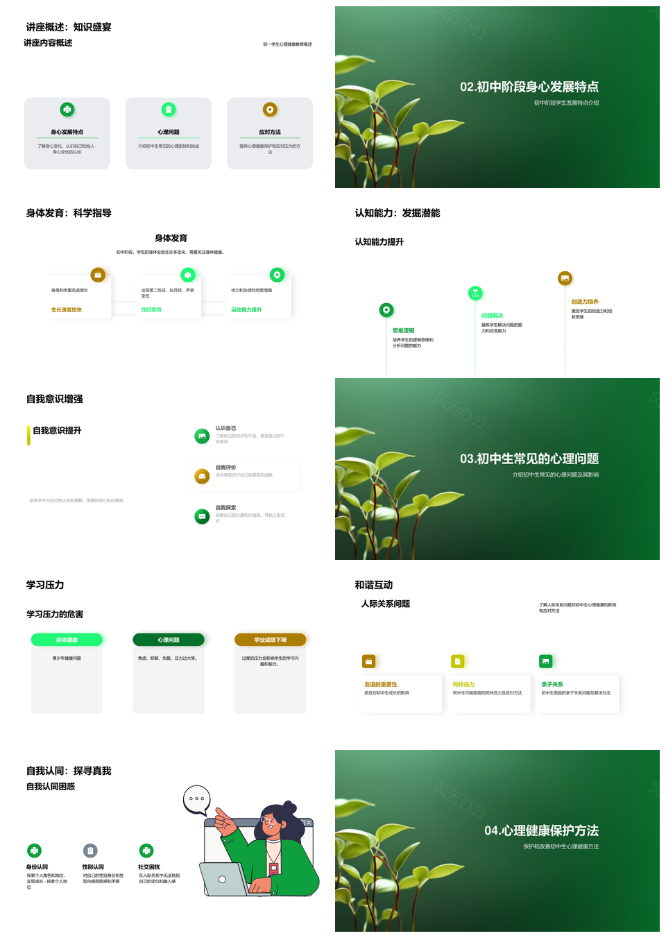 初中生心理压力困惑与健康教育解密PPT模板