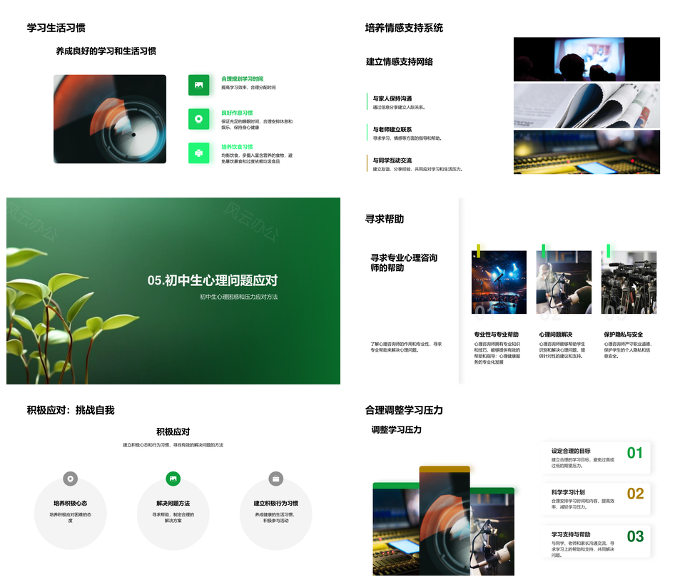 初中生心理压力困惑与健康教育解密PPT模板