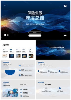 保险业务年度总结盈利策略趋势竞对份额产品机会PPT模板