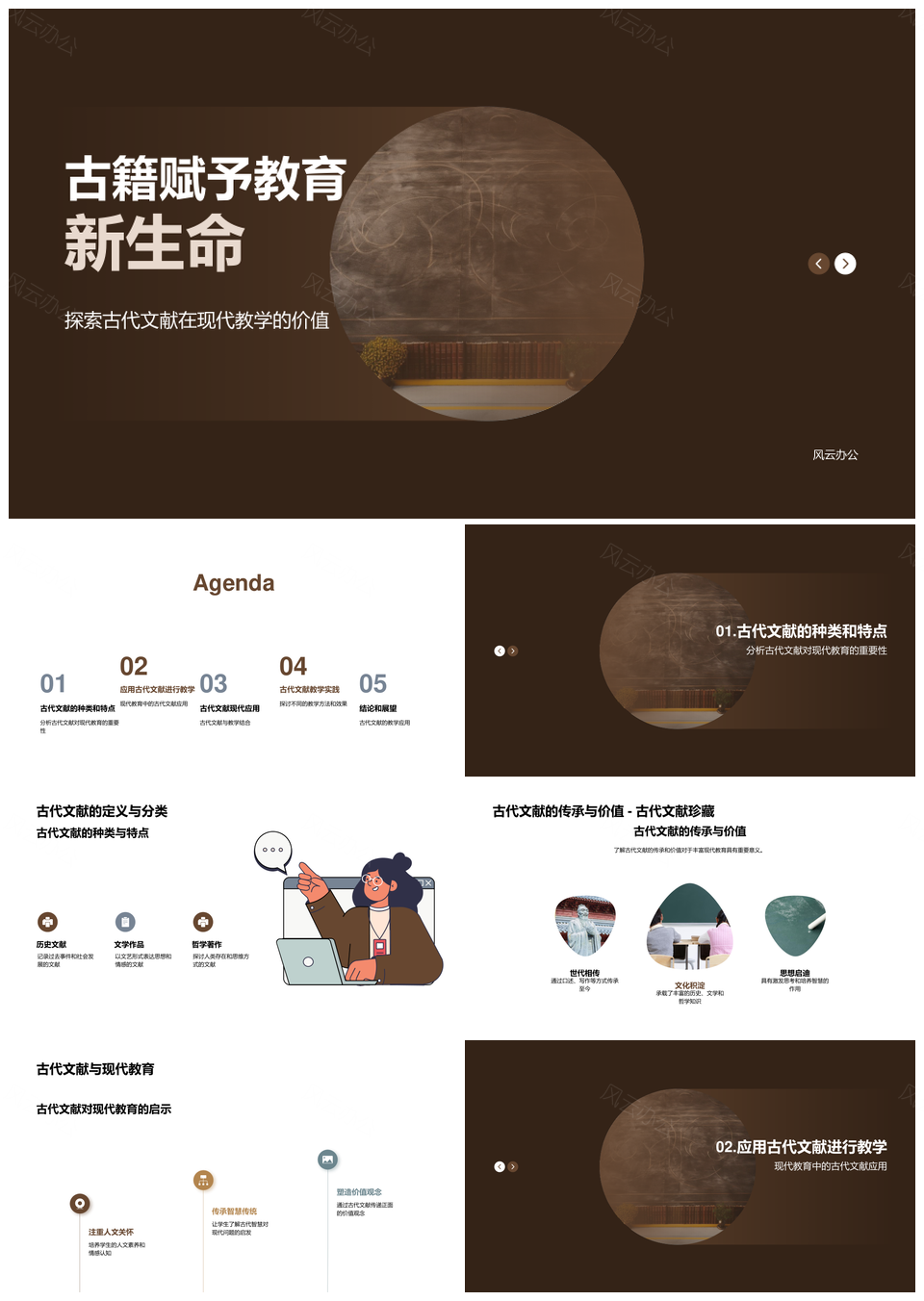 古籍传承启现代教育价值PPT模板