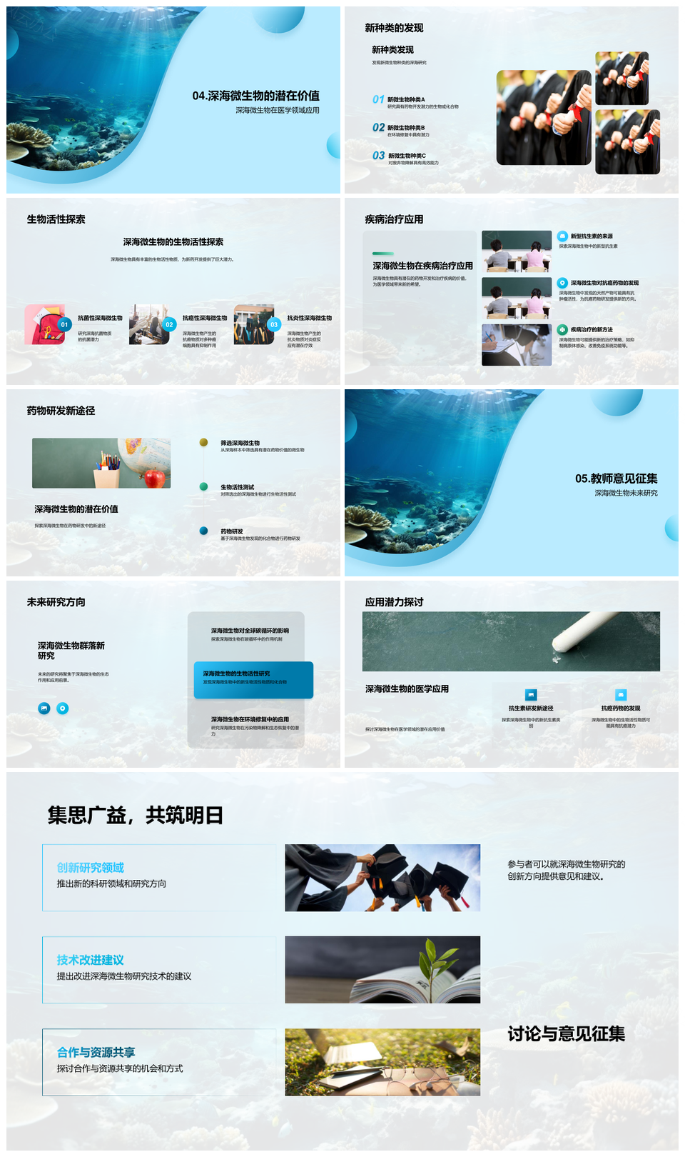 深海微生物群落多样性探索研究PPT模板