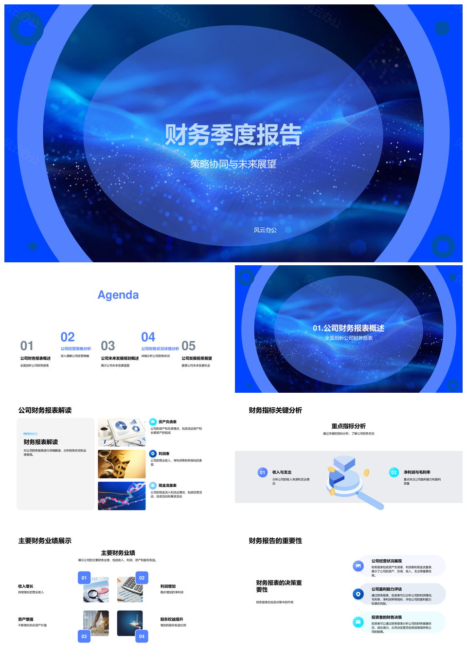 财务季度财报策略协同业绩展望PPT模板