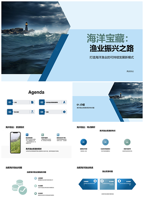 海洋渔业资源可持续管理振兴之路PPT模板